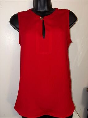 Ann Taylor Red Sleeveless Keyhole Tank